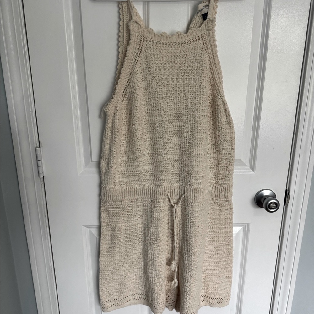 Cream Knit Sleeveless Romper